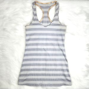 Lululemon Cool Racerback, striped tank top in grey size 4
